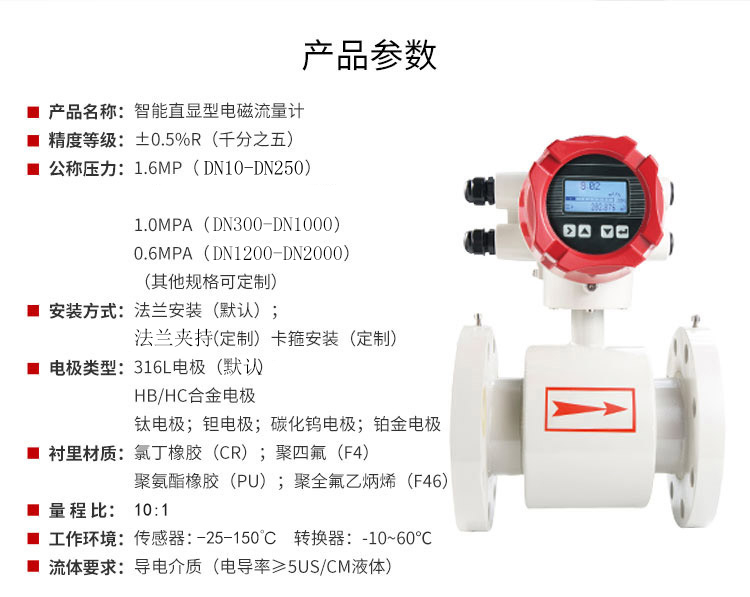 电磁流量计产品参数