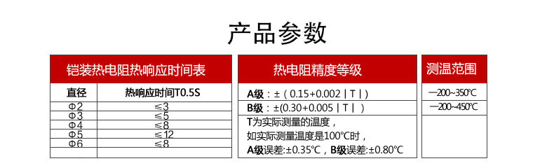 热电偶温度传感器产品参数