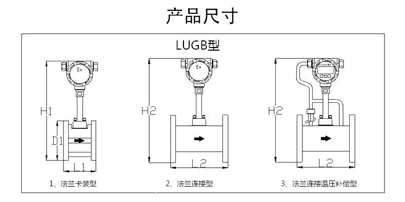 涡街流量计产品尺寸