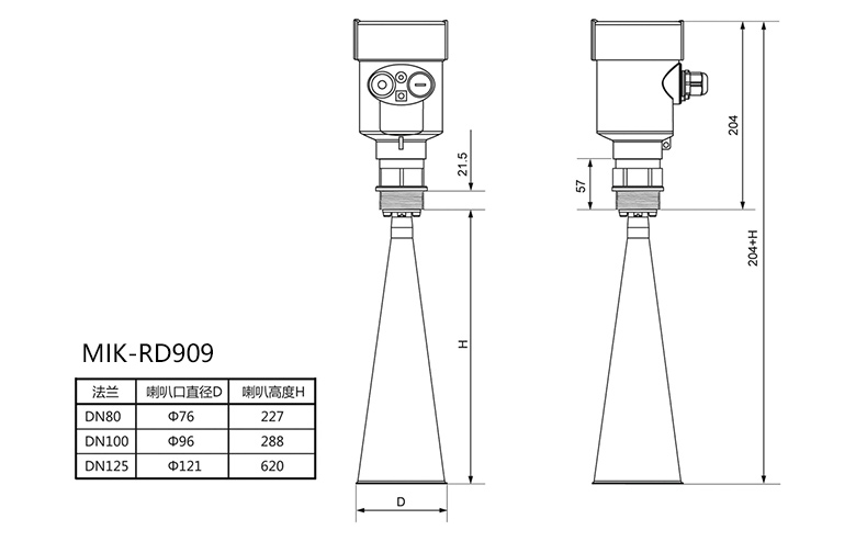 RD909雷达液位计外观尺寸