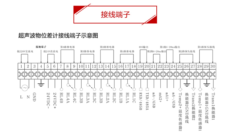 超声波液位计接线端子