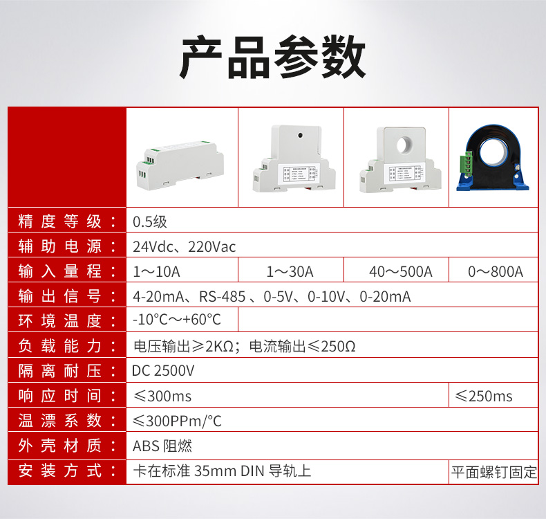 交流电流变送器产品参数